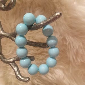 Vintage Chunky Blue Mod Elastic Bracelet